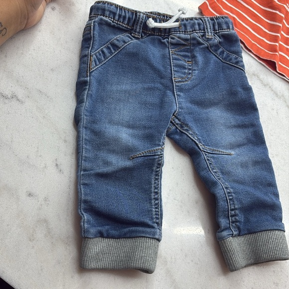 Orange Striped Polo and Blue Jeans Set - Picture 2 of 8